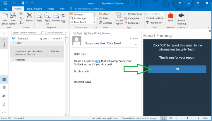How To Report A Phishing Email Via The Phish Button | Information ...