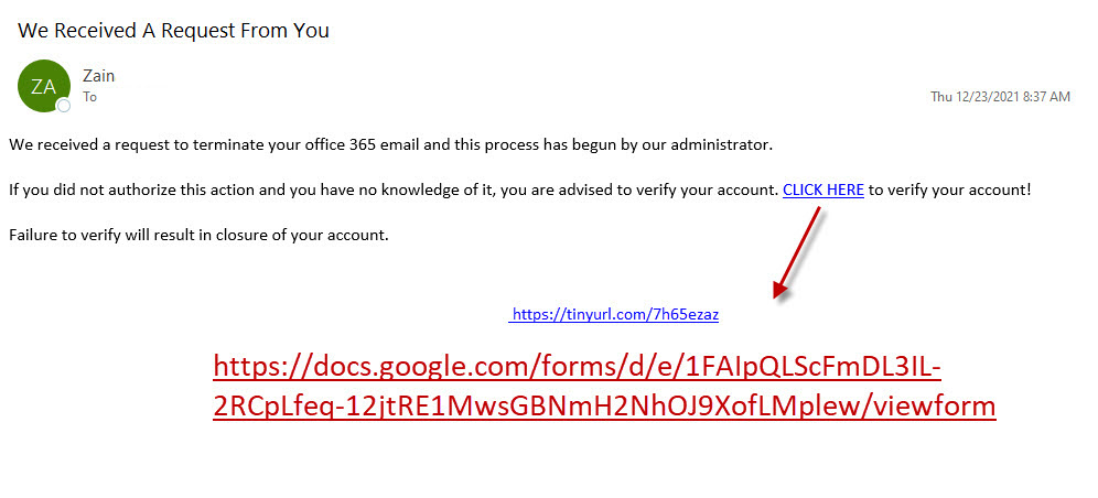 Terminated or Compromised Accounts